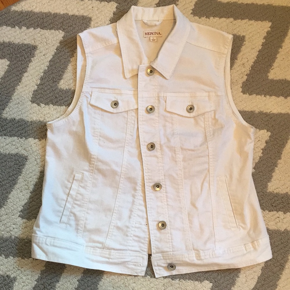 White Denim Vest Size Large